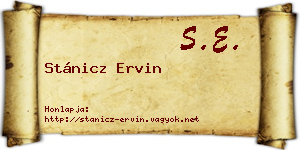 Stánicz Ervin névjegykártya